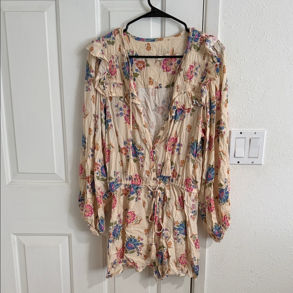 Spell Cream and Pink Floral Romper